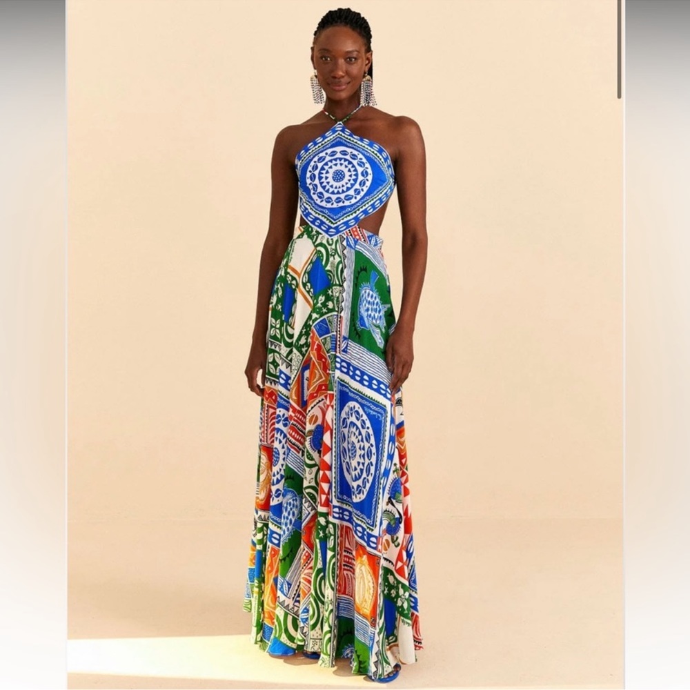 FARM RIO Off-White Pitta Colors Maxi Dress